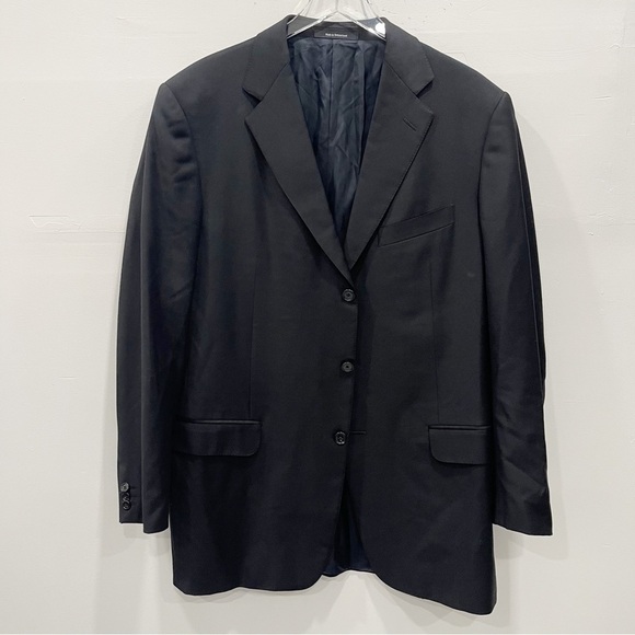 Ermenegildo Zegna Wool Three Button Black Blazer Jacket Size 54 IT